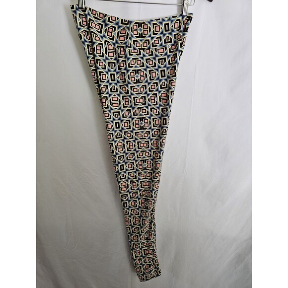 LuLaRoe Leggings Tall & Curvy Geometric Print Blue Pink Yellow Soft Stretch Pant - Picture 3 of 8